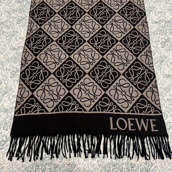 Loewe Accessories - Loewe Black and Gray Logo Scarf